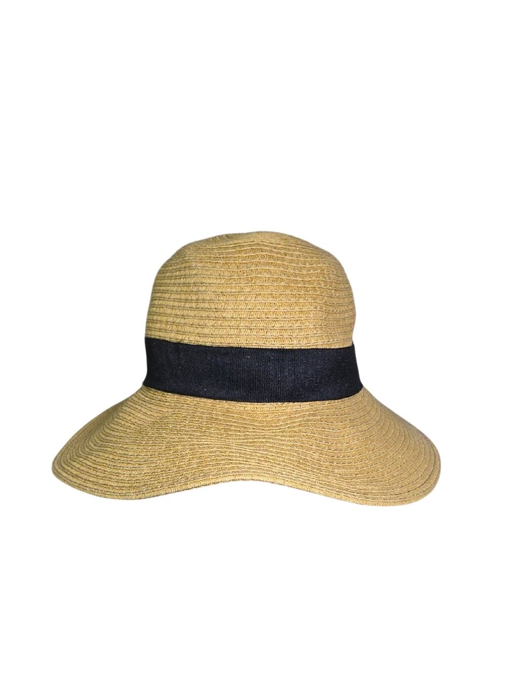 Scala Tan Wide-Brim Dimensional Brim Hat with Black Band